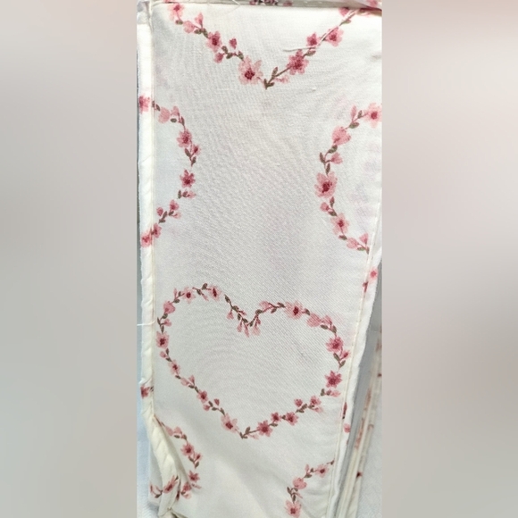 Shabby Chic Rachel Ashwell Farmhouse Pink Floral Hearts FULL Cotton Sheet Set - Picture 1 of 7